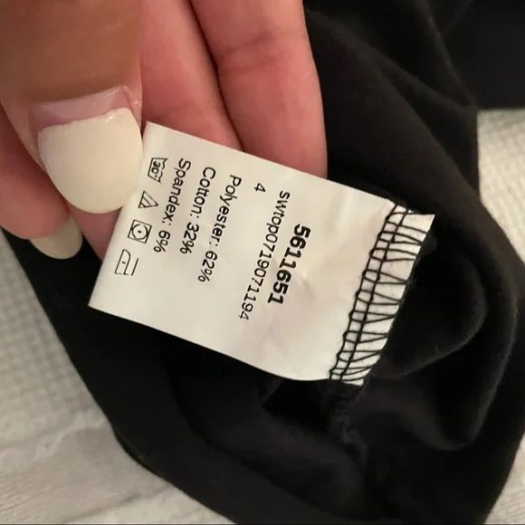 Shein Black Cropped Drawstring Ruched Tee, Size M - Picture 5 of 6